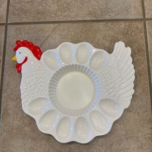 Vintage Teleflora Ceramic Chicken-shaped deviled egg platter